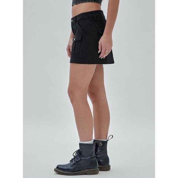 Guess Women's Originals Ripstop Mini Skirt Cargo Pockets In Black Size 27 - Picture 4 of 10